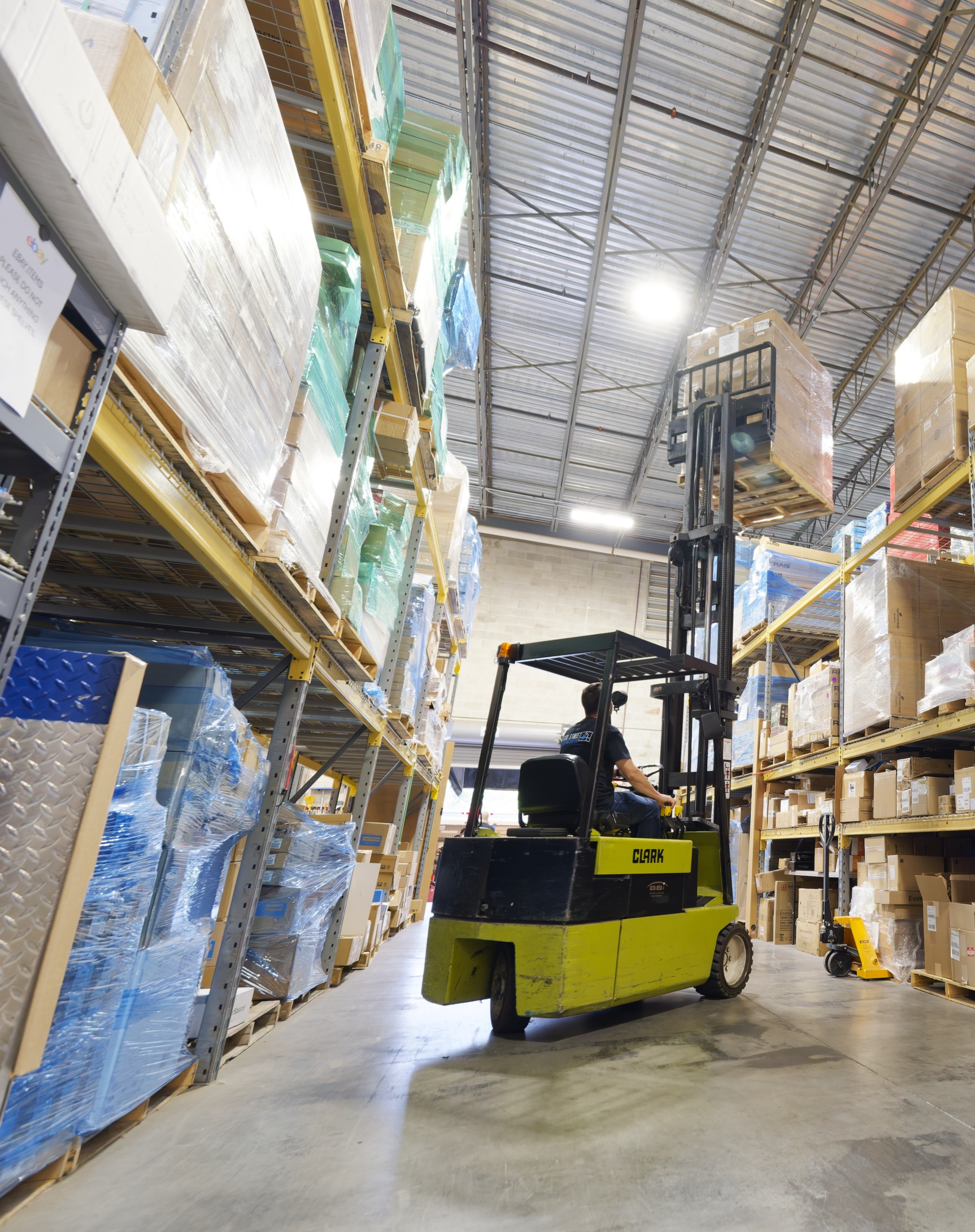 Warehouse with forklift