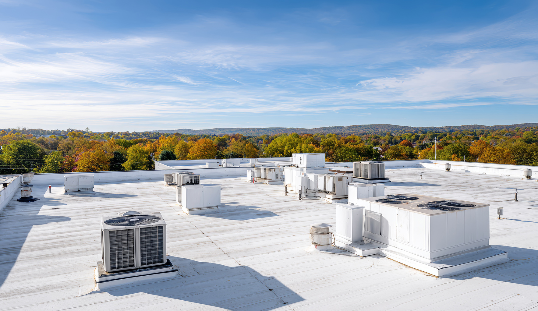 HVAC equipment on commercial rooftop